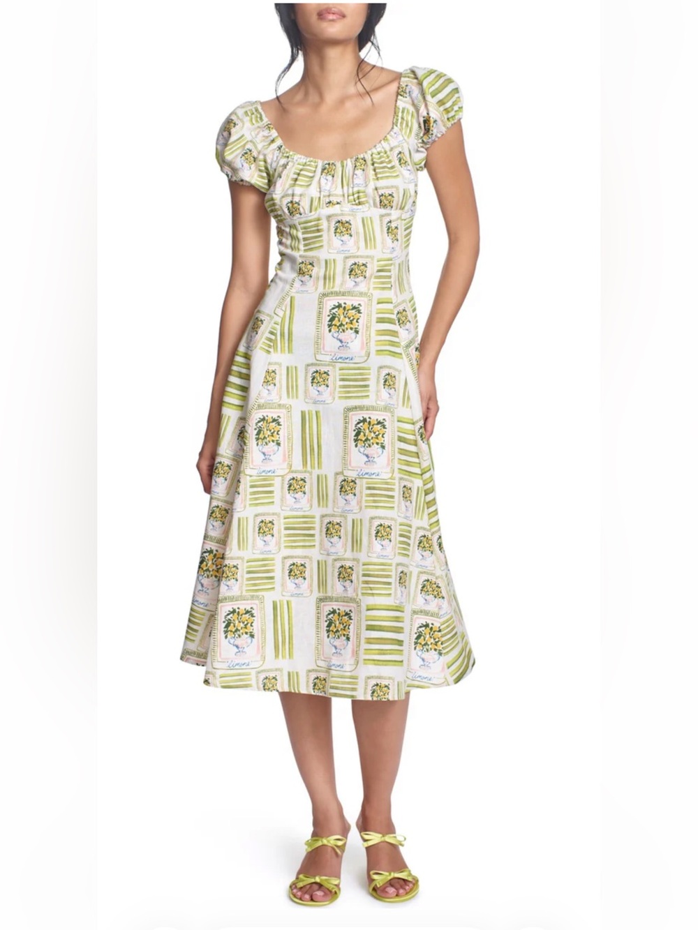 Corey Lynn Calter Cordelia Dress Lemon Tile Print- NWOT